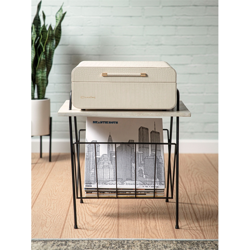 Crosley Furniture Wiltshire Modern Wood and Metal Turntable Stand in Natural