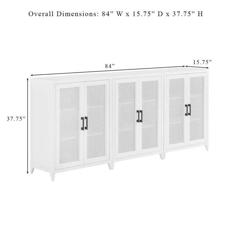 Crosley Furniture Milo Wood Media Storage Cabinet Set in White (Set of 3)