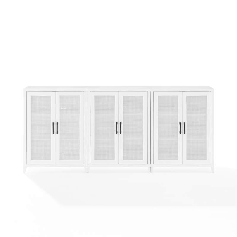 Crosley Furniture Milo Wood Media Storage Cabinet Set in White (Set of 3)