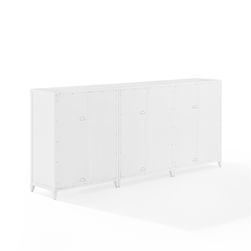 Crosley Furniture Milo Wood Media Storage Cabinet Set in White (Set of 3)