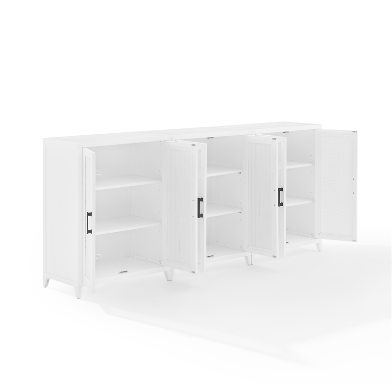 Crosley Furniture Milo Wood Media Storage Cabinet Set in White (Set of 3)