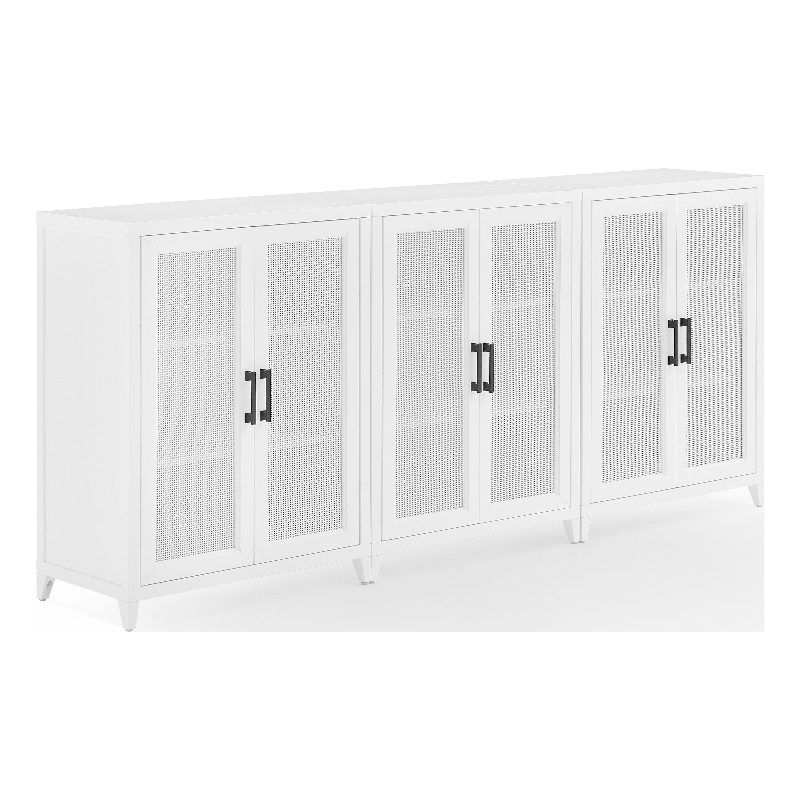 Crosley Furniture Milo Wood Media Storage Cabinet Set in White (Set of 3)