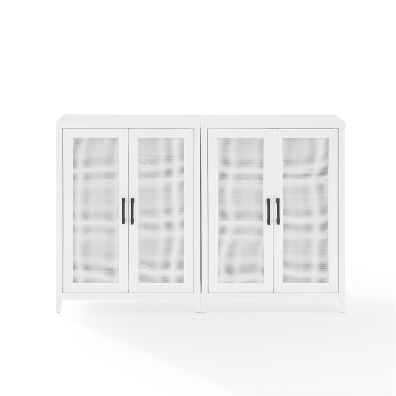 Crosley Furniture Milo Wood Media Storage Cabinet Set in White (Set of 2)
