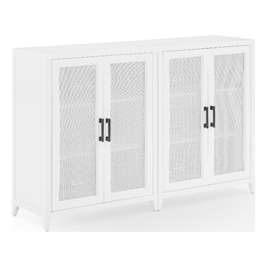Crosley Furniture Milo Wood Media Storage Cabinet Set in White (Set of 2)