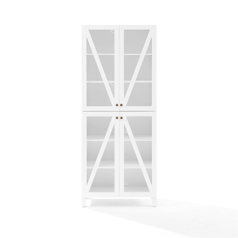 Crosley Furniture Cassai MDF Wood and Tempered Glass Tall Storage Pantry - White