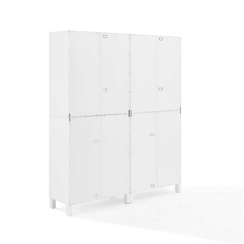 Crosley Furniture Cassai 2-Piece MDF Wood and Glass Storage Pantry Set in White