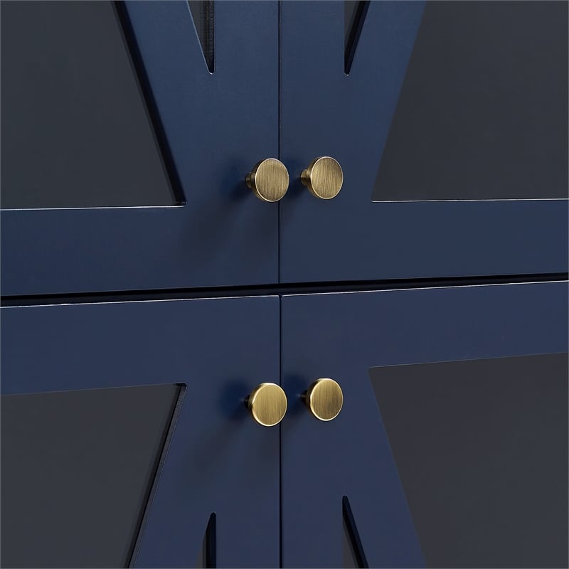 Crosley Furniture Cassai 2-Piece MDF Wood and Glass Storage Pantry Set in Navy
