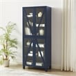 Crosley Furniture Cassai MDF Wood and Tempered Glass Tall Storage Pantry in Navy