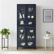 Crosley Furniture Cassai MDF Wood and Tempered Glass Tall Storage Pantry in Navy
