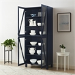 Crosley Furniture Cassai MDF Wood and Tempered Glass Tall Storage Pantry in Navy