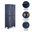 Crosley Furniture Cassai MDF Wood and Tempered Glass Tall Storage Pantry in Navy