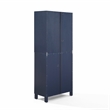 Crosley Furniture Cassai MDF Wood and Tempered Glass Tall Storage Pantry in Navy