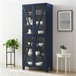 Crosley Furniture Cassai MDF Wood and Tempered Glass Tall Storage Pantry in Navy