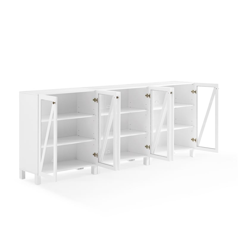 Crosley Furniture Cassai Wood Media Storage Cabinet Set in White (Set of 3)