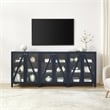 Crosley Furniture Cassai MDF Wood Media Storage Cabinet Set in Navy (Set of 3)