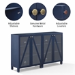 Crosley Furniture Cassai MDF Wood Media Storage Cabinet Set in Navy (Set of 2)