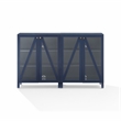 Crosley Furniture Cassai MDF Wood Media Storage Cabinet Set in Navy (Set of 2)