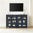 Crosley Furniture Cassai MDF Wood Media Storage Cabinet Set in Navy (Set of 2)