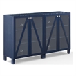 Crosley Furniture Cassai MDF Wood Media Storage Cabinet Set in Navy (Set of 2)
