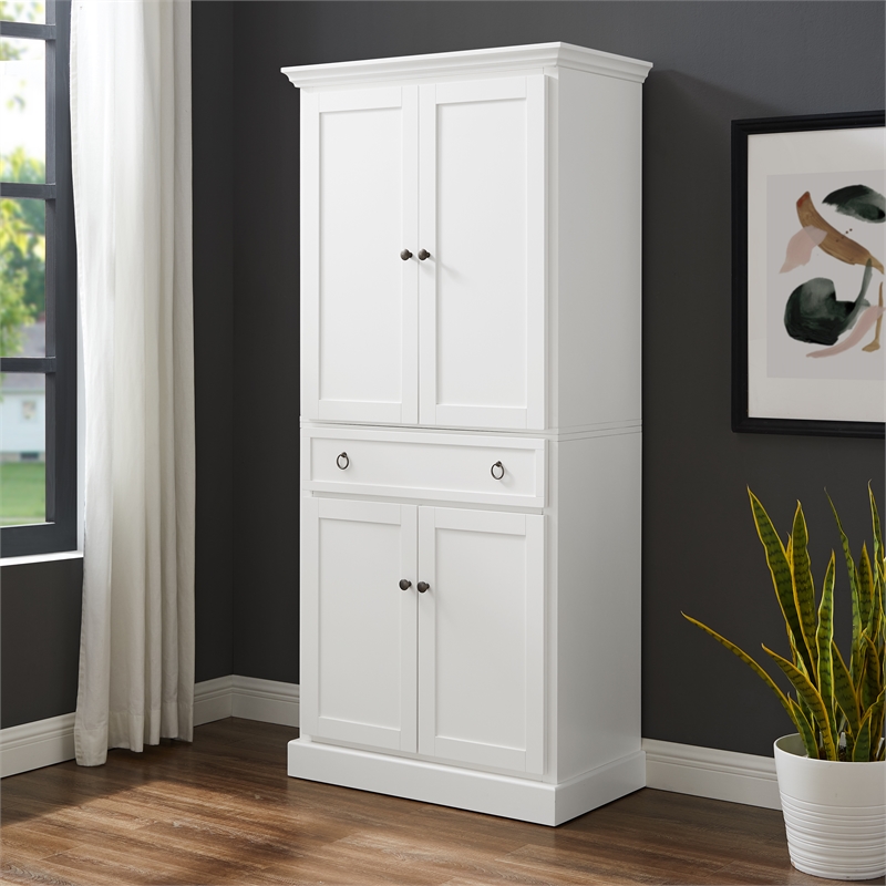 Crosley Furniture Winston Traditional Wood Storage Pantry in White
