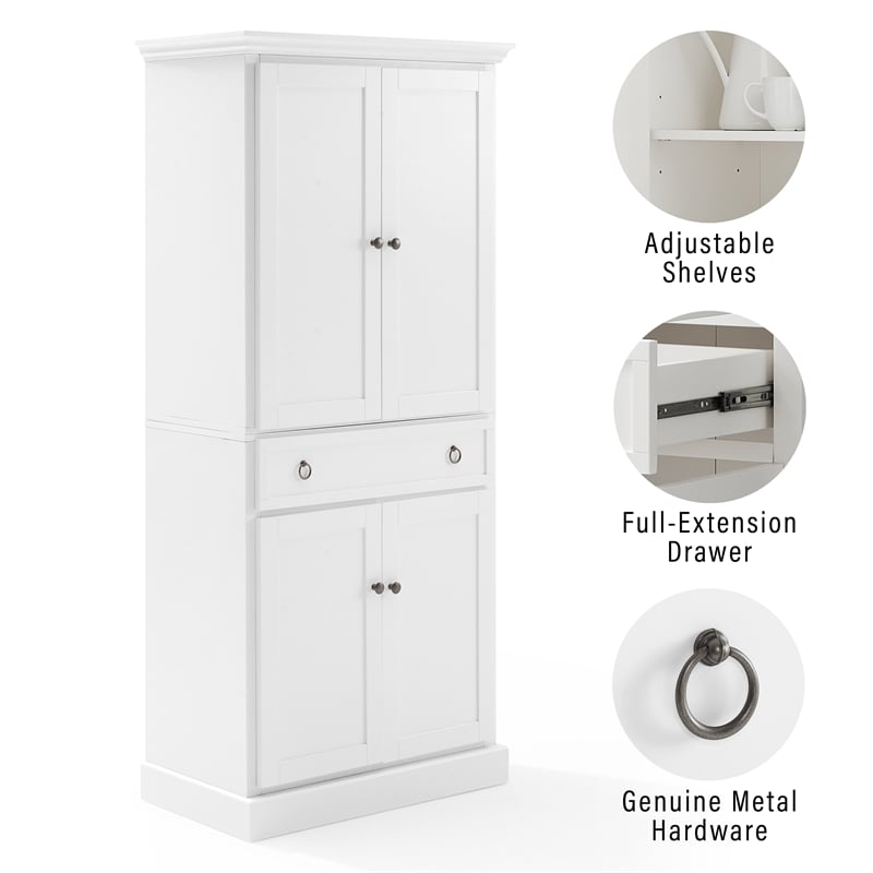 Crosley Furniture Winston Traditional Wood Storage Pantry in White