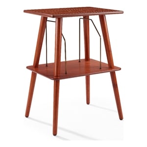 Crosley Furniture Manchester Mid-Century Wood Metal Turntable Stand in Paprika