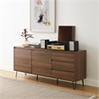 Crosley Furniture Teagan Wood Record Storage Sideboard in Brown Oak