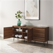 Crosley Furniture Teagan Wood Record Storage Sideboard in Brown Oak