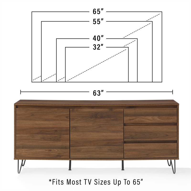 Crosley Furniture Teagan Wood Record Storage Sideboard in Brown Oak
