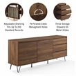 Crosley Furniture Teagan Wood Record Storage Sideboard in Brown Oak