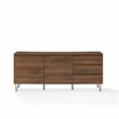 Crosley Furniture Teagan Wood Record Storage Sideboard in Brown Oak
