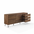 Crosley Furniture Teagan Wood Record Storage Sideboard in Brown Oak