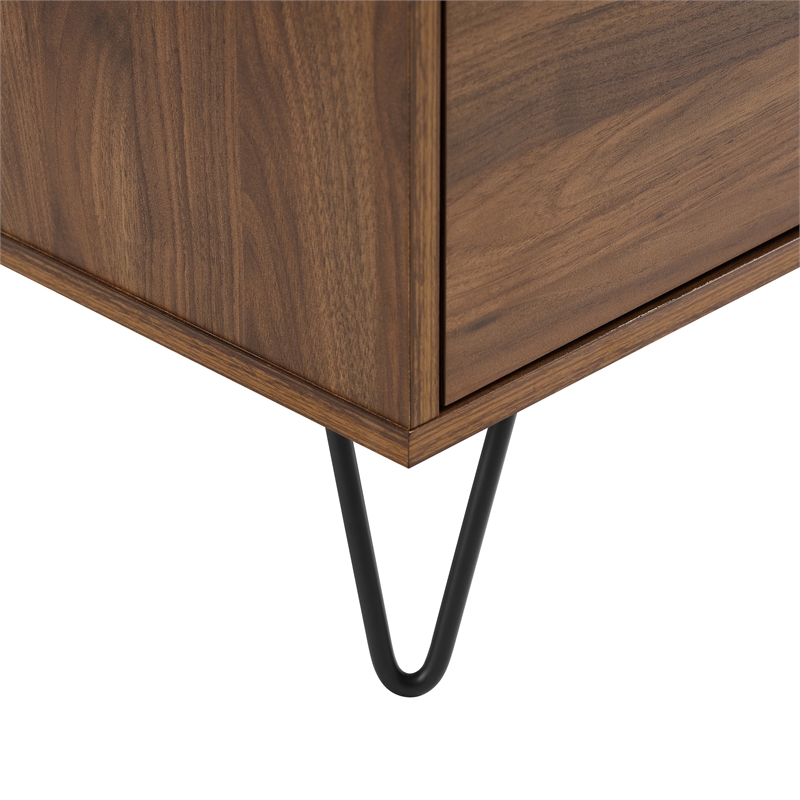 Crosley Furniture Teagan Wood Record Storage Sideboard in Brown Oak