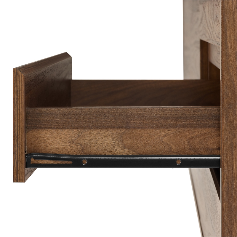 Crosley Furniture Teagan Wood Record Storage Sideboard in Brown Oak