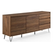 Crosley Furniture Teagan Wood Record Storage Sideboard in Brown Oak