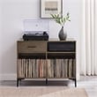 Crosley Furniture Sydney Modern MDF Wood Record Storage Media Console in Walnut