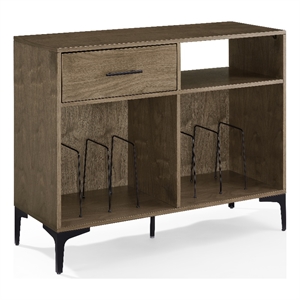 Crosley Furniture Sydney Modern MDF Wood Record Storage Media Console in Walnut