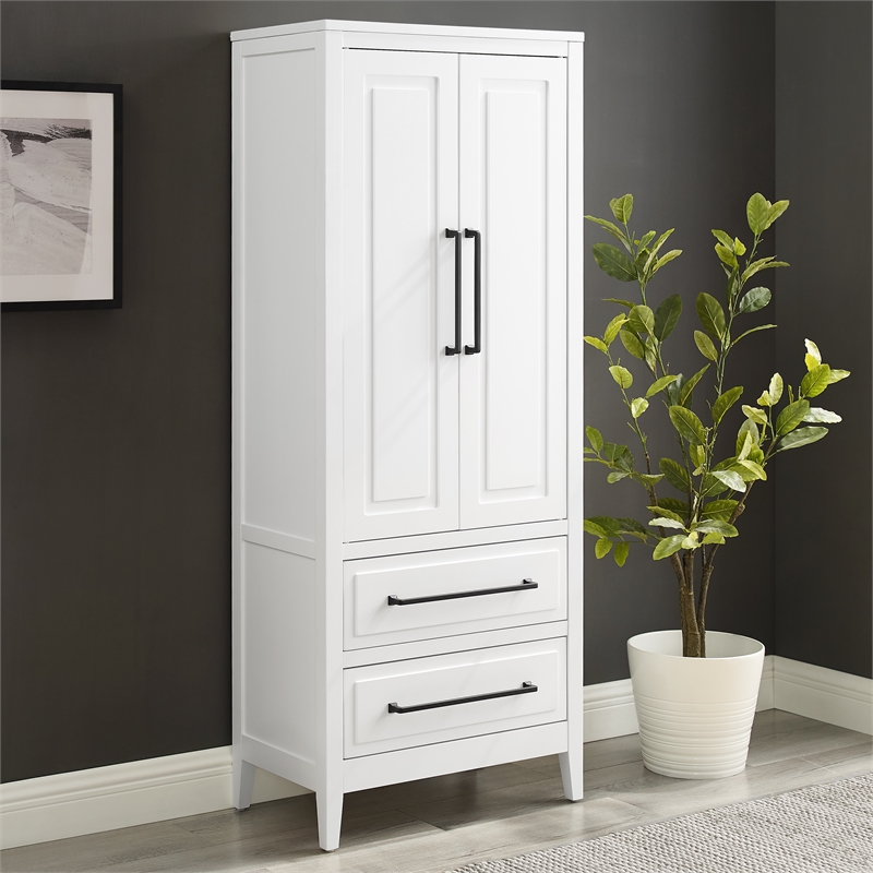 Crosley Furniture Genevieve Particle Board and MDF Wood Storage Pantry in White
