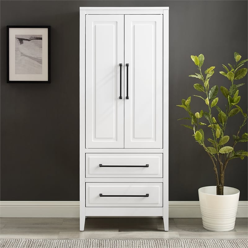 Crosley Furniture Genevieve Particle Board and MDF Wood Storage Pantry in White