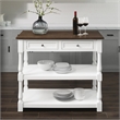 Crosley Furniture Caitlyn Wood Top Kitchen Island in White/Dark Brown