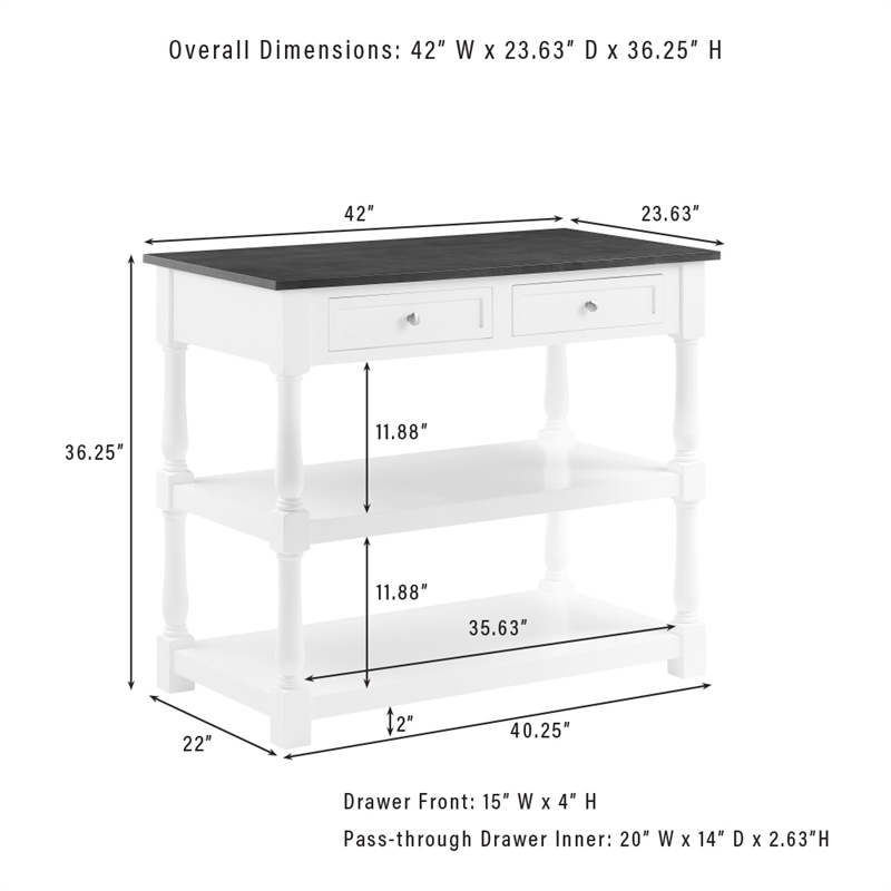 Crosley Furniture Caitlyn Wood Top Kitchen Island in White/Dark Brown
