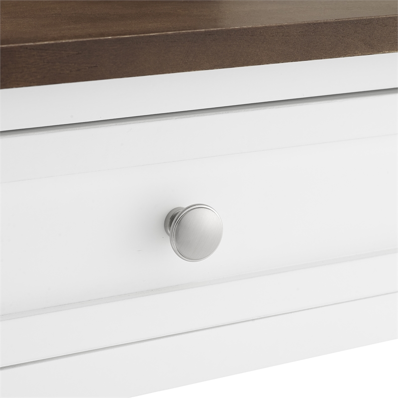 Crosley Furniture Caitlyn Wood Top Kitchen Island in White/Dark Brown