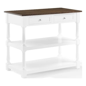 Crosley Furniture Caitlyn Wood Top Kitchen Island in White/Dark Brown