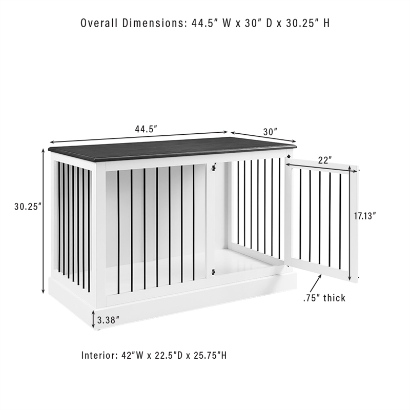 Crosley Furniture Winslow Small Wood Credenza Dog Crate in White Dark Brown Homesquare