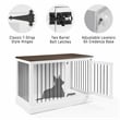 Crosley Furniture Winslow Small Wood Credenza Dog Crate in White/Dark Brown