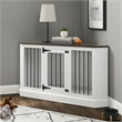 Crosley Furniture Winslow Wood Corner Credenza Dog Crate in White/Dark Brown