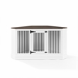 Crosley Furniture Winslow Wood Corner Credenza Dog Crate in White/Dark Brown