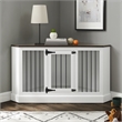 Crosley Furniture Winslow Wood Corner Credenza Dog Crate in White/Dark Brown
