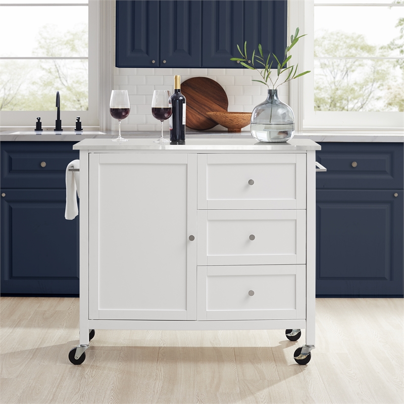 Crosley Furniture Soren Stainless Steel Top Kitchen Island/Cart in White
