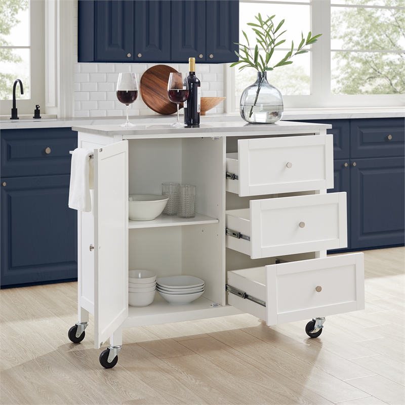Crosley Furniture Soren Stainless Steel Top Kitchen Island/Cart in White